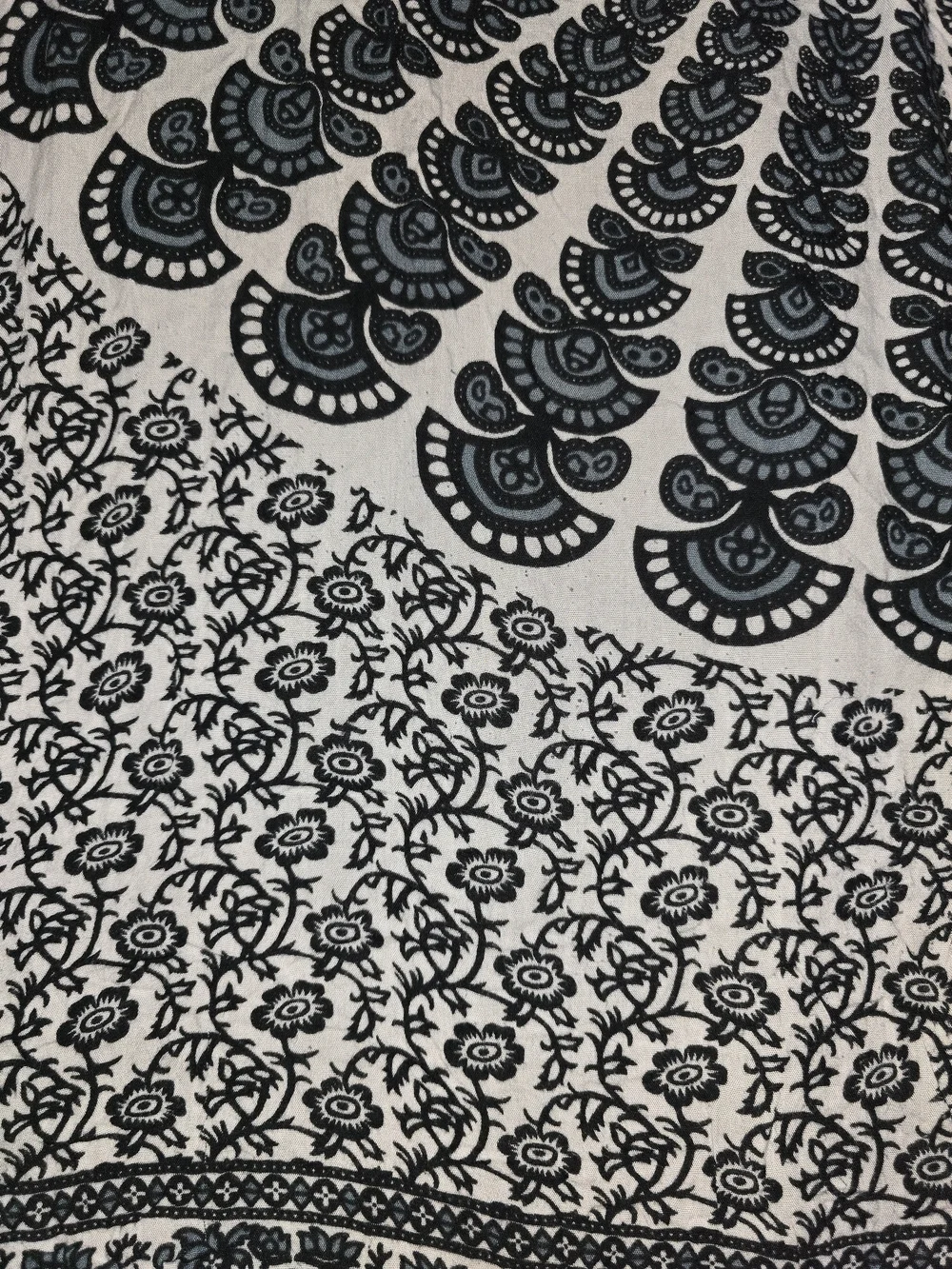Black and White Beach Sarong, Boho Mandala Wall Tapestry